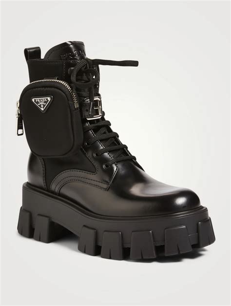 prada leather platform combat boots|nylon prada boots women.